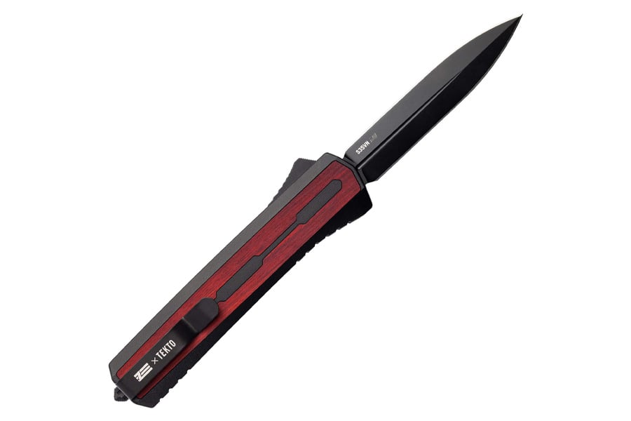 Tekto Knives A7 Zastava Folding Pocket Knife with Red Wood Handle